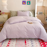 Chloe Pastel Candy Cotton Bedding Set - Purple Plaid