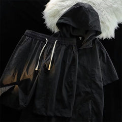 Half-Zip Short-Sleeve Shorts Two-Piece Set