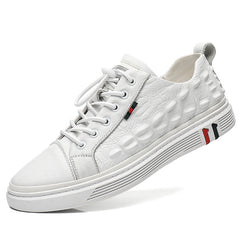 Zapatillas blancas de piel de vacuno con diseño de cocodrilo y sin cordones para hombre