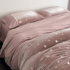Lilou Velvet Butterfly Bedding Set - Pink Blush