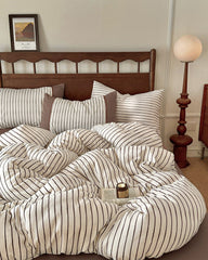 Camille French Stripe Bedding Set - Brown