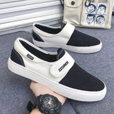 Women's & Men's Black And White Plaid Slip-on Velcro Sneakers