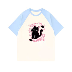 Linda camiseta bordada con gato