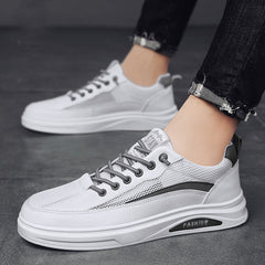 Weiße atmungsaktive trendige Mesh-Sneakers für Herren
