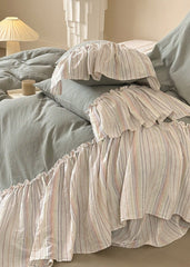 Savannah Lace Ruffle Double Gauze Bedding Set - Gray