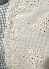 Sophia Gingham Lace Washed Cotton Bedding Set - Blue