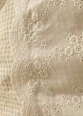 Sophia Gingham Lace Washed Cotton Bedding Set - Cream