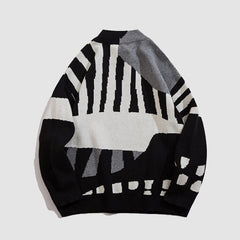 Color Block Knitted Print Sweater
