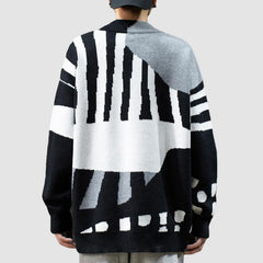 Color Block Knitted Print Sweater
