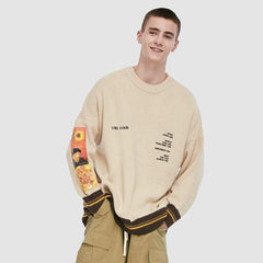 Suéter de punto con estampado de pintura de Van Gogh