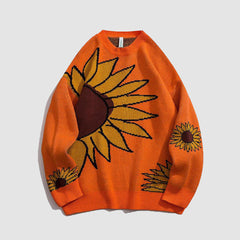 Sonnenblumen-Strick-Sweatshirt