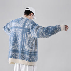 Vintage Cashew Flower Pattern Knit Sweater