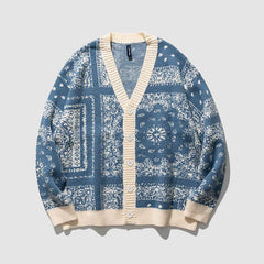 Vintage Cashew Flower Pattern Knit Sweater