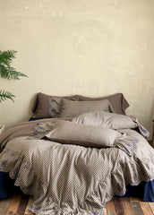 Willa Retro Double Gauze Gingham Bedding Set - Brown