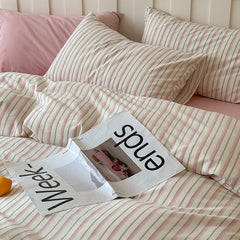 Parker Minimalist Striped Bedding Set - Pink