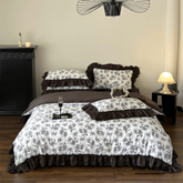 Aimé Romantic Vintage Ruffle Bedding Set - Gray
