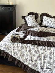 Aimé Romantic Vintage Ruffle Bedding Set - Gray