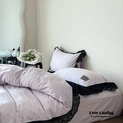 Black Lace Ruffle Bedding Set - Purple