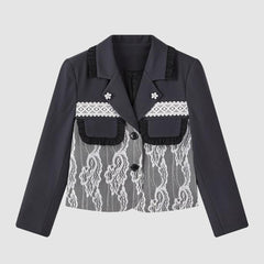 Blazer con costura de encaje