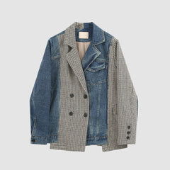 Blazer de mezclilla con empalmes irregulares