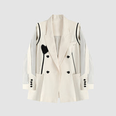 Heart Vertical Stripes Splicing Blazer