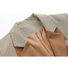 Blazer de diseño británico con cuadros y costuras