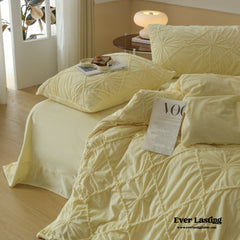 Boho Braided Velvet Bedding Set - Yellow