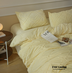 Boho Braided Velvet Bedding Set - Yellow