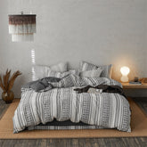 Boho Jacquard Cotton Bedding Set - Black Gray