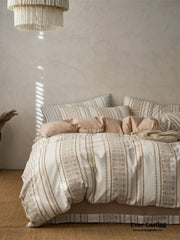 Boho Jacquard Cotton Bedding Set - Khaki Beige
