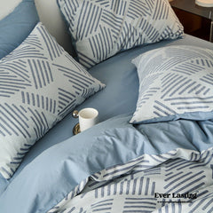 Boho Striped Bedding Set - Blue