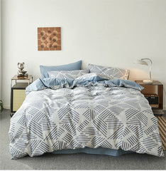 Boho Striped Bedding Set - Blue