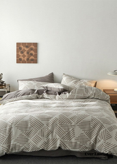 Boho Striped Bedding Set - Gray