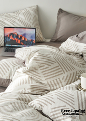 Boho Striped Bedding Set - Gray