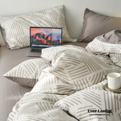 Boho Striped Bedding Set - Gray