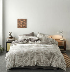 Boho Striped Bedding Set - Gray