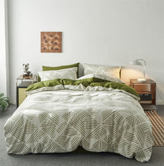 Boho Striped Bedding Set - Green