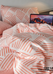 Boho Striped Bedding Set - Pink