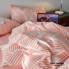 Boho Striped Bedding Set - Pink