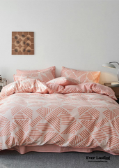 Boho Striped Bedding Set - Pink