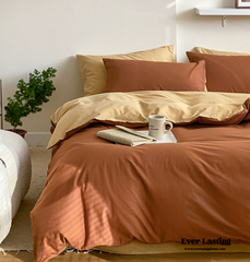 Bold Duo Reversible Bedding Set - Burnt Orange + Custard