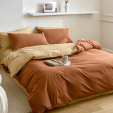Bold Duo Reversible Bedding Set - Burnt Orange + Custard
