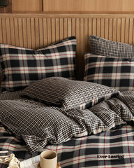 British Vintage Plaid Bedding Set - Black