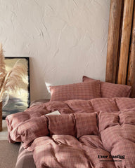British Vintage Plaid Bedding Set - Red