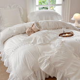 Bubble Washed Cotton Ruffle Bedding Set - White