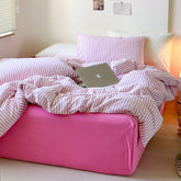 Candy Stripe Washed Cotton Bedding Set - Pink