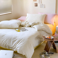 Candy Stripe Washed Cotton Bedding Set - Yellow