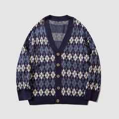 Vintage Argyle V-neck Cardigan