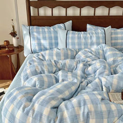 Camille French Plaid Bedding Set - Blue