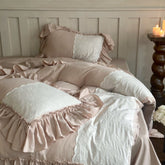 Celeste Soft Lace Embroidered Ruffle Bedding Set - Pink